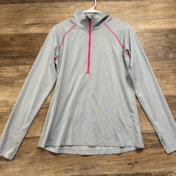 Columbia Omni Heat Gray Half Zip Long Sleeve with Pink Accents - Picture 1 of 5